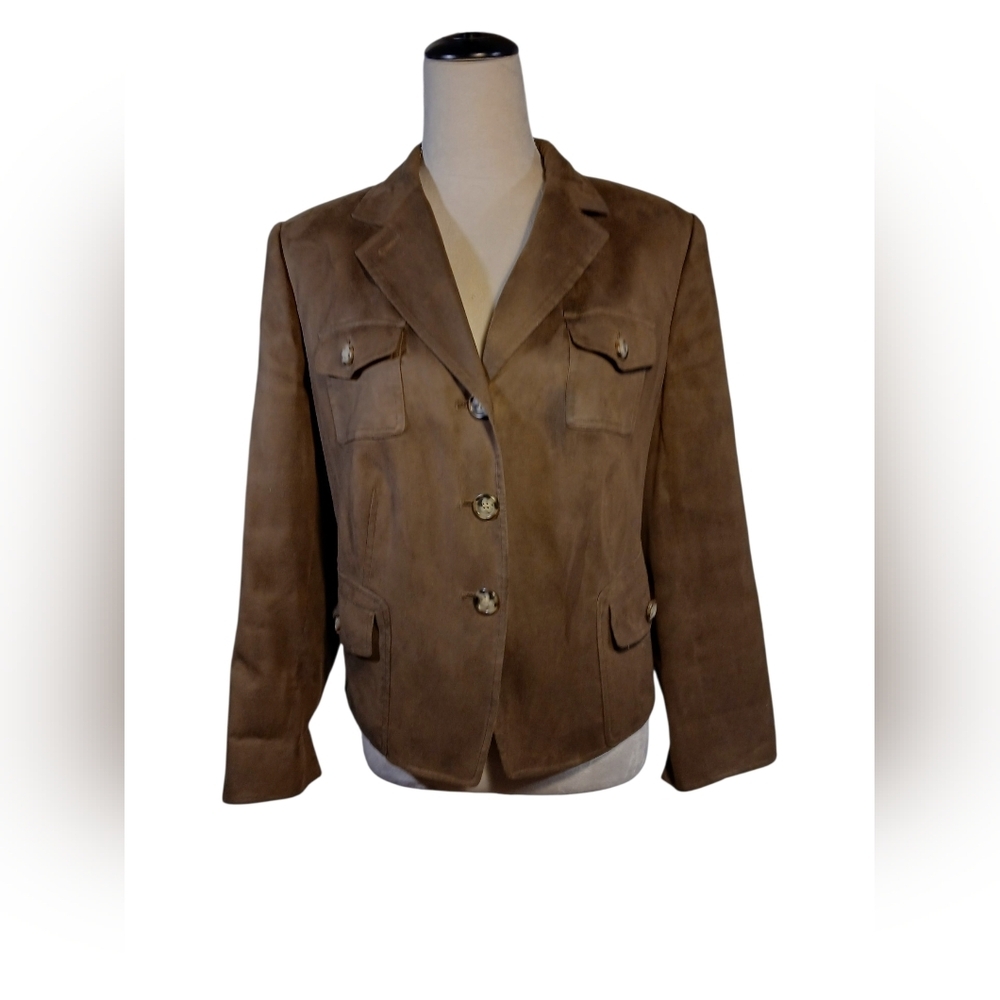 Talbots Brown Suedecloth Blazer Petite 12W